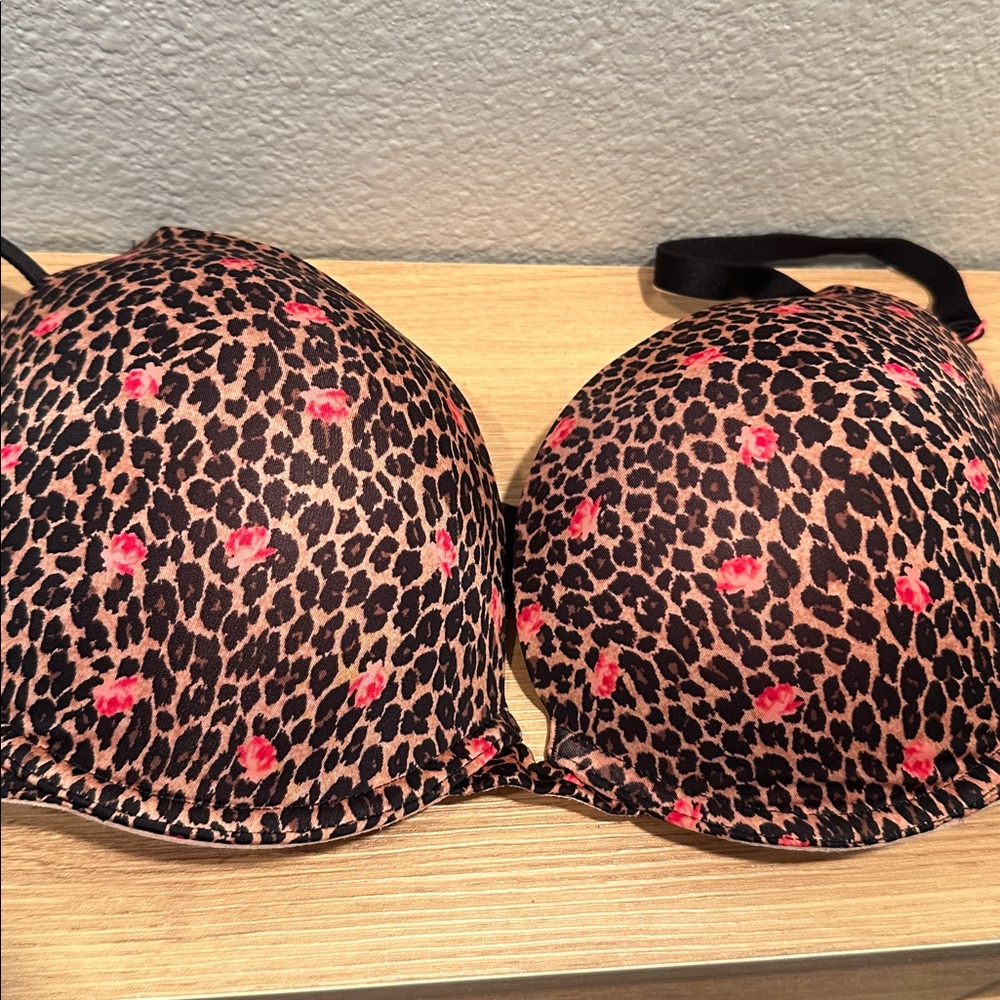 Victoria’s Secret Leopard Rose Print Bra  Push-Up Y2K Sexy NEW